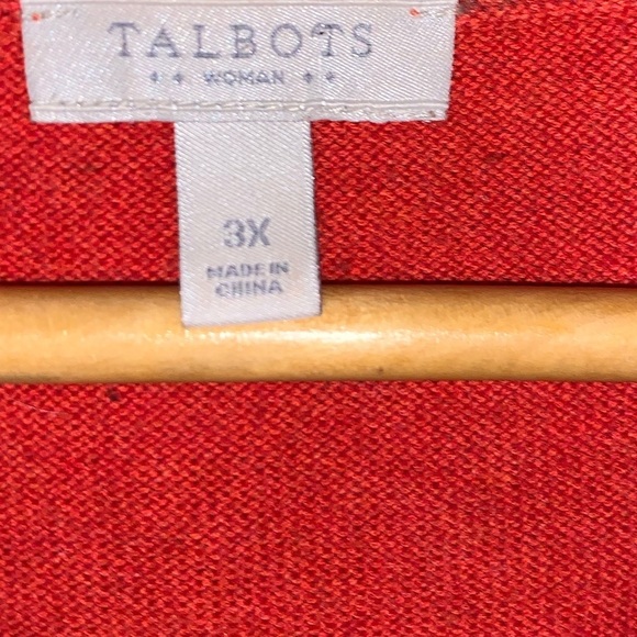 Talbots 3X women’s cable-knit sweater orange thick v neck plus size fall cotton - Picture 3 of 8